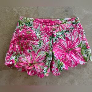Lilly Pulitzer Pink and Green Floral Women Shorts- 0